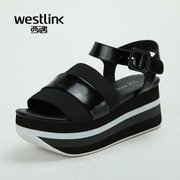 Westlink/West met with leather fashion female thick-soled platform sandals