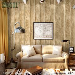歌诗雅美式复古仿木纹墙纸卧室客厅电视背景墙壁纸3d立体木板条纹