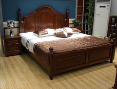 黑胡桃木床简约现代欧式全实木床双人床卧室家具1.8米床厂家特价