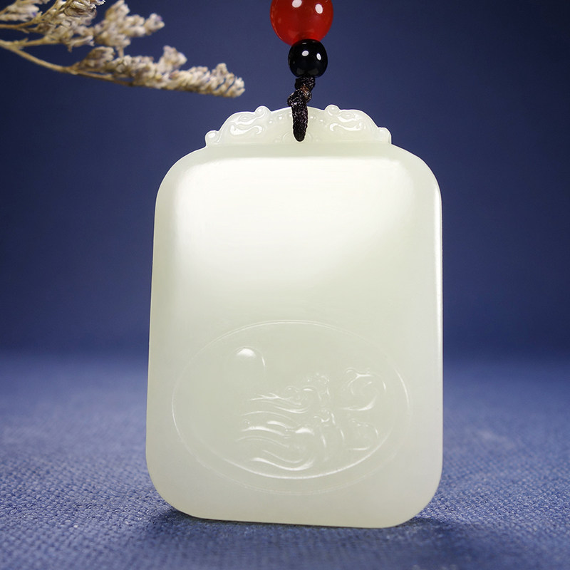 【寓意:大好河山】王朝安工作室出品和田玉白玉牌子挂件42.45g