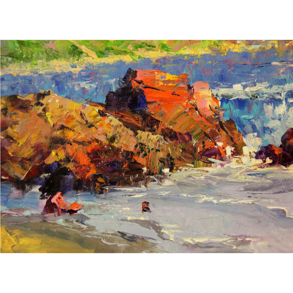 (朝鲜)李光玲《风吹海岸》平壤美术大学 h