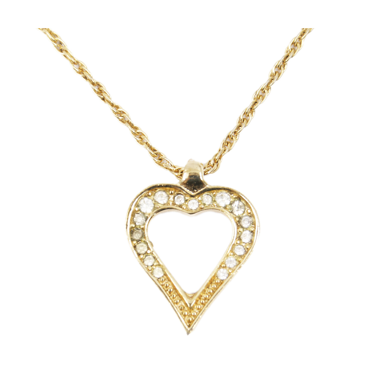 [9.0新]迪奥dior女士项链金色合金镶水钻心形项链