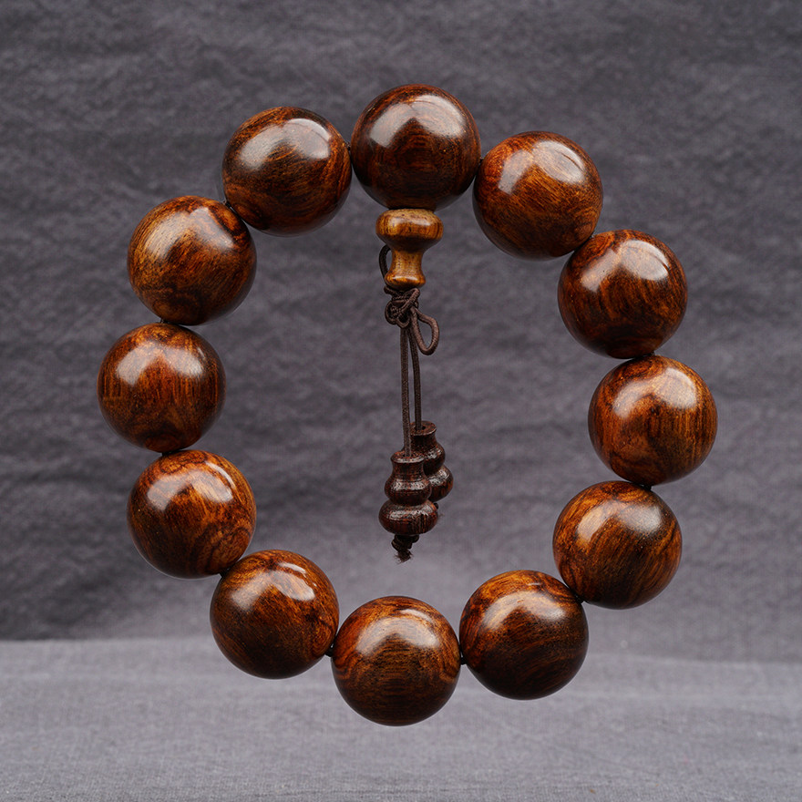 【鬼脸对眼】降香黄檀 黄花梨油梨老料手串 20mm 38.5g