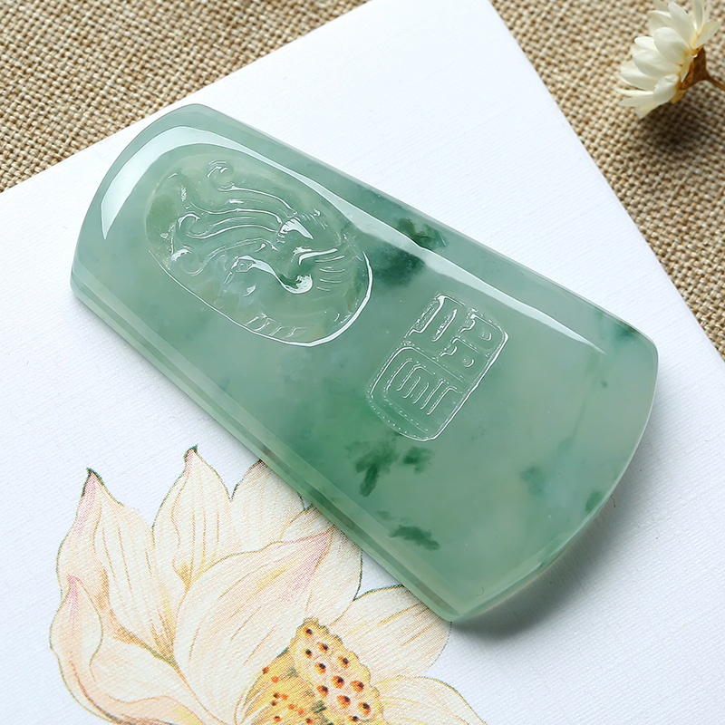 【源头好货-平洲】冰糯种飘花翡翠仿古凤牌 21.41克