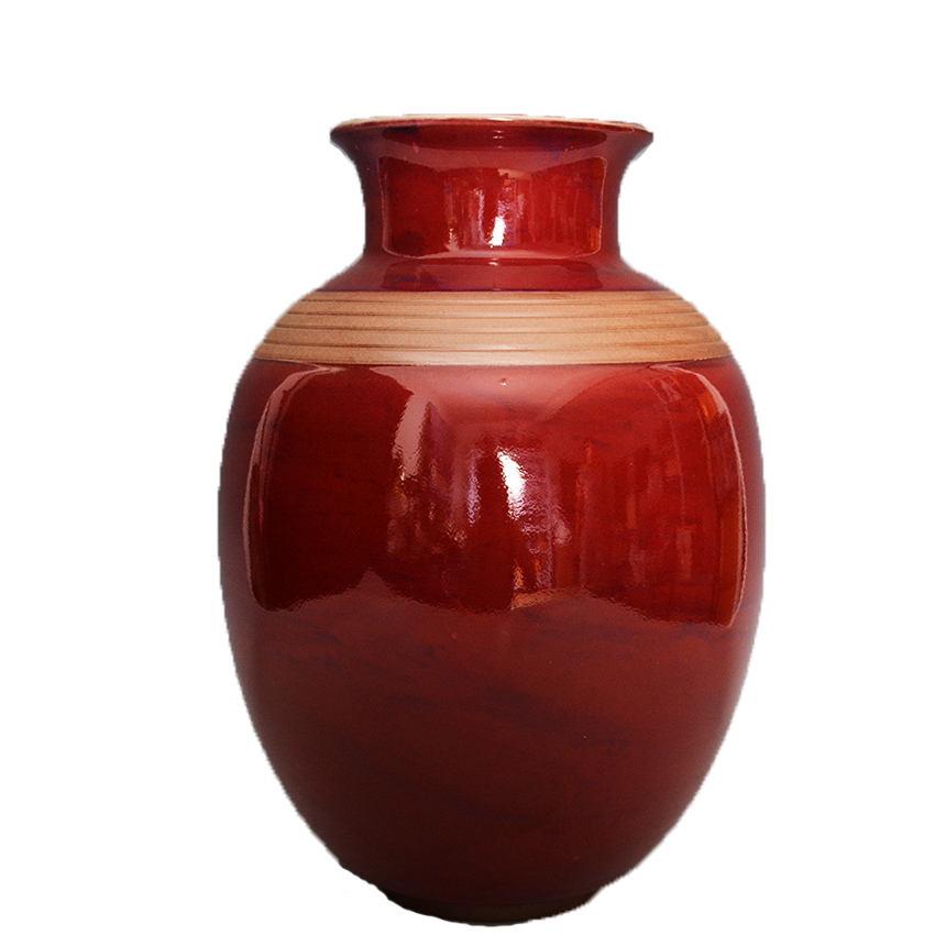 福寿瓶 柴烧鸡血红 李欣营 中国陶瓷设计艺术大师