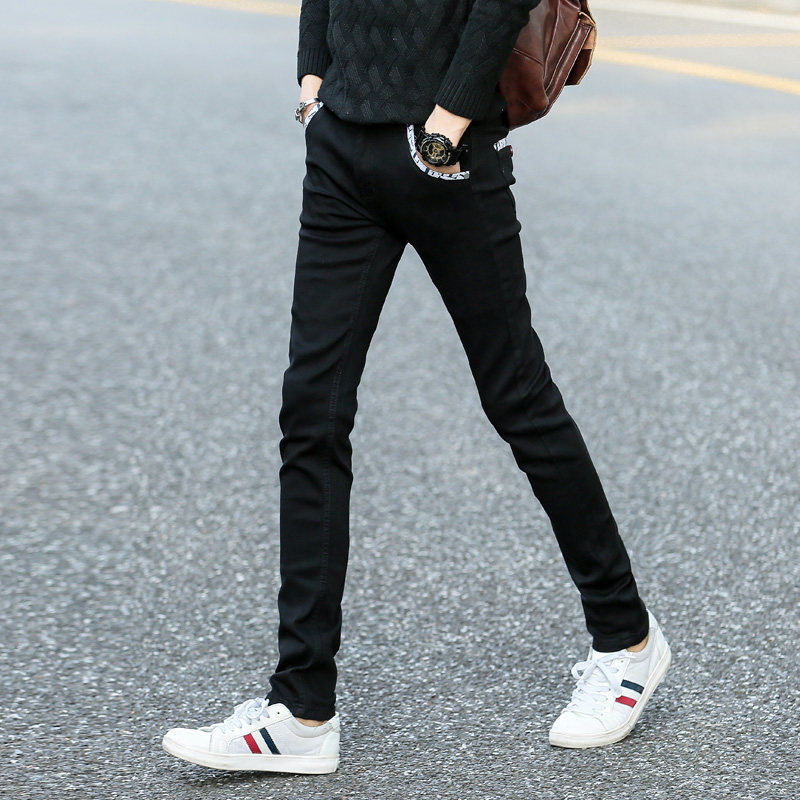 黑色裤子男修身弹力