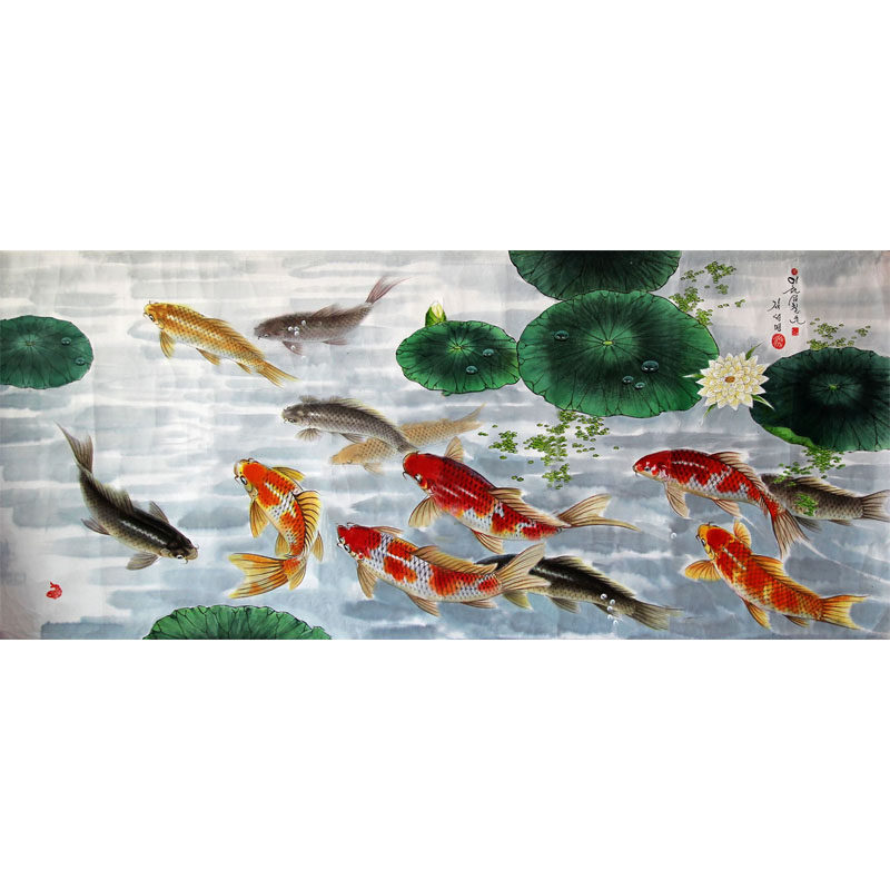 (朝鲜)金成明1.91米《鱼游大海》平壤美术大学 3145