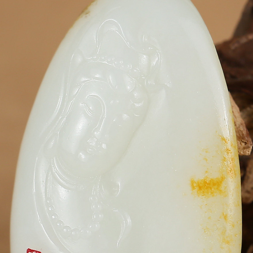 五台山赐福加持 姑苏省级玉雕大师张安琪 和田玉挂件观音菩萨