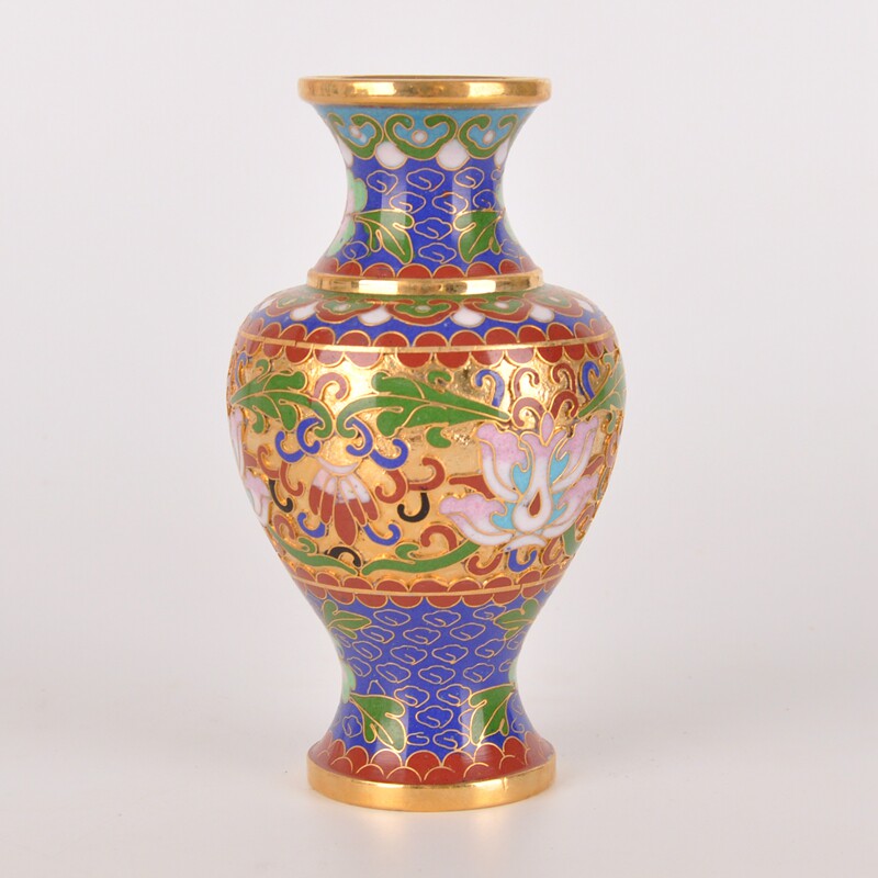 镀金纯手工掐丝珐琅 5寸金地留香瓶 铜胎精品景泰蓝 jg09