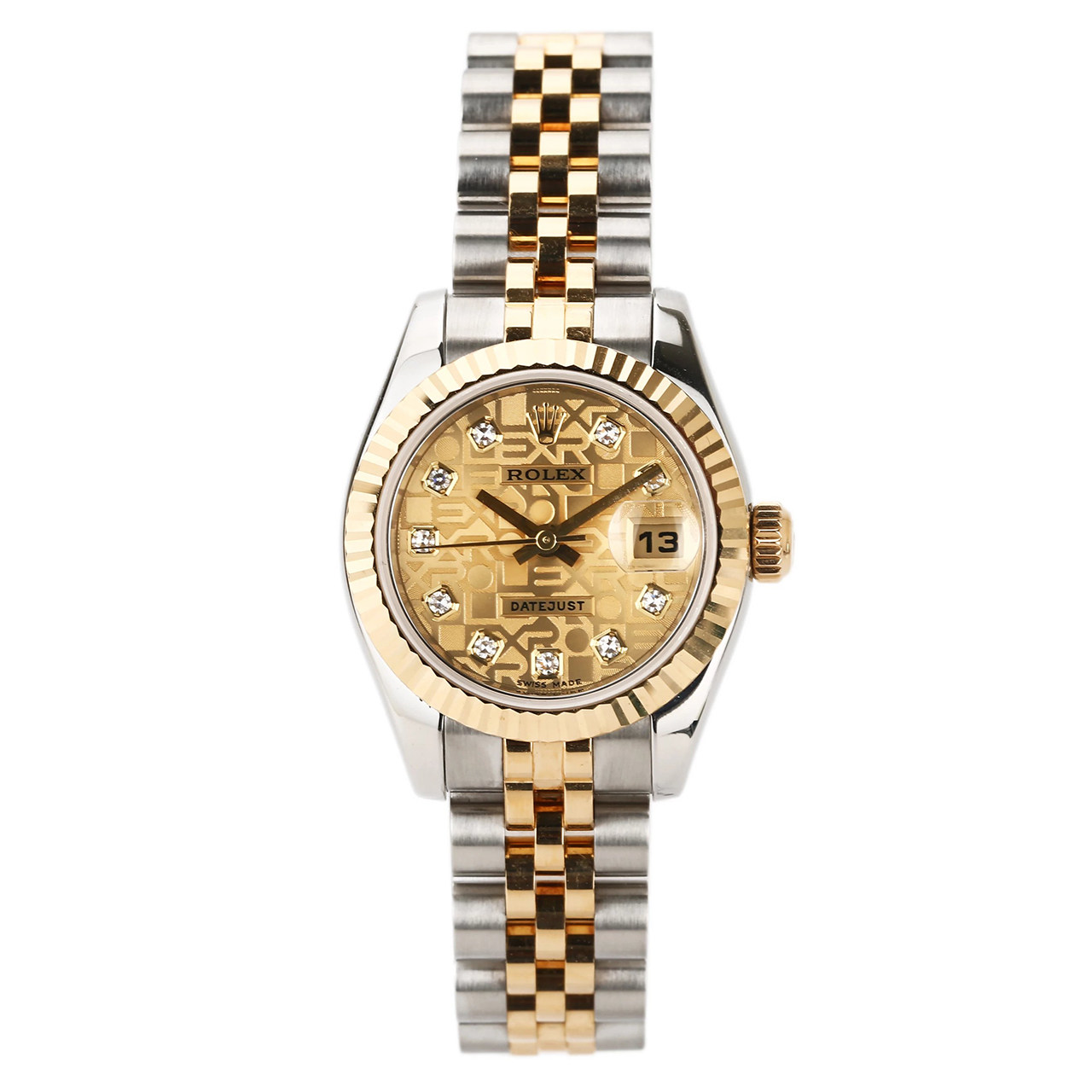 [9.5新]劳力士 女装日志型 自动机械 18k黄金精钢 女表