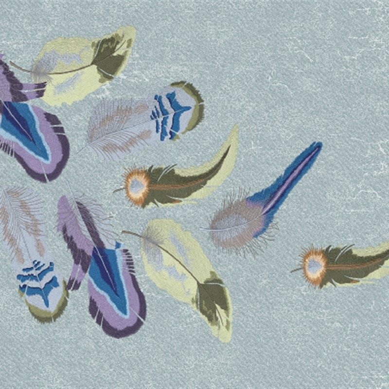 新品新中式现代羽毛独秀刺绣壁布c电视背景墙沙发七彩禅意客厅素无缝