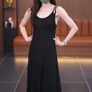 黑色吊带连衣裙子2023年夏季新款高级感法式修身外搭背心裙开衫女