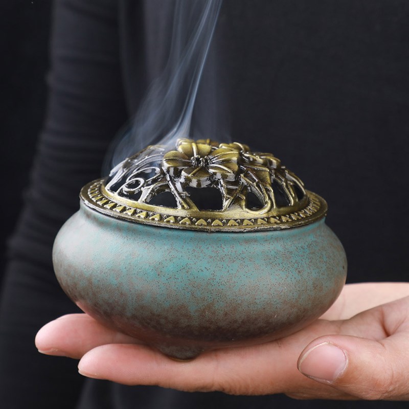 推荐Lucky Home Decoration for Incense Black Glaze Disc Cense