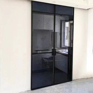 天津厨房玻璃f推拉门极窄边框钛镁铝合金三联客厅阳台隔断定制移