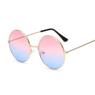 推荐Retro Round Pink Sunglasses Woman Brand Designer Sun Gla