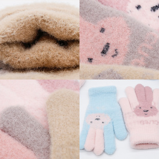 速发Autumn and winter warm women's Plush thickened gloves wi