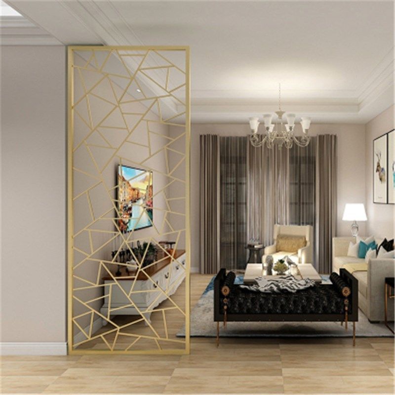 新品北欧入户金属屏风客厅t办公室隔新中式铁艺镂空酒店餐厅玄关