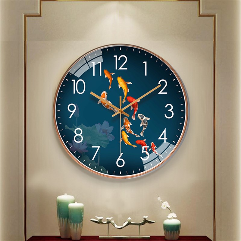 钟表挂钟客厅家用装饰静音墙上免打孔网红卧N室时钟欧式创意石英