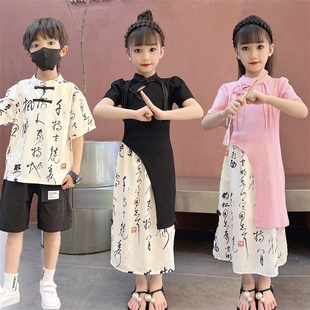 【亲子装】男女童妈妈母女装夏季国潮风旗袍修身中式套裙套洋装