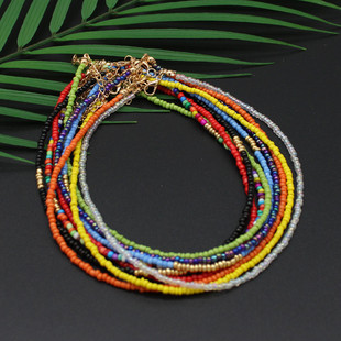 速发Bohemia Handmade Rainbow Seed Beads Simple Choker Neckla