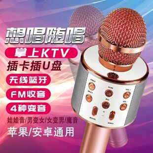 【新品】蓝牙K歌器无线音响麦克风变声话筒直播声卡儿童练歌设备