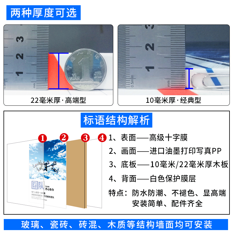 室装饰挂画画司团队化文墙贴会议壁公企业励X志标语海报可