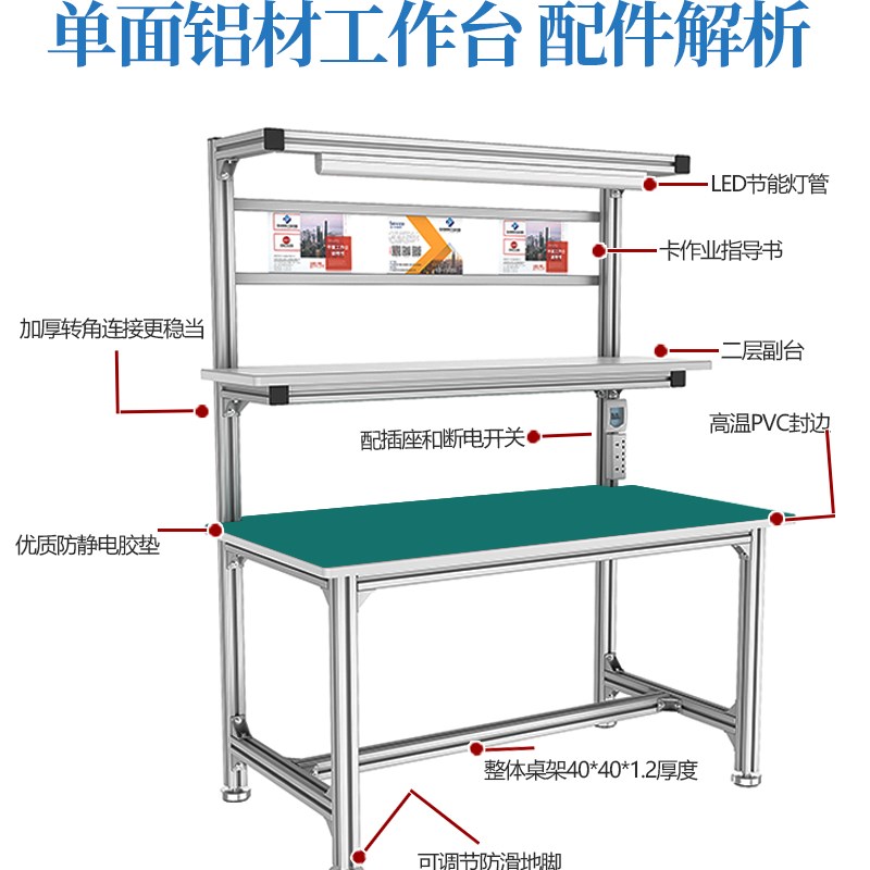 材工金台桌子铝合作流水线打包装配K台生产线操作台型材检