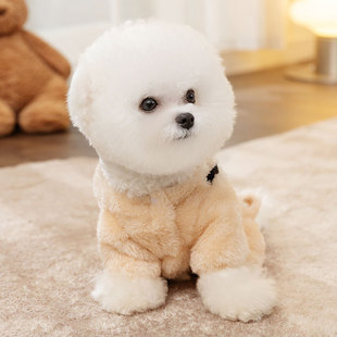 宠物小狗狗衣服秋冬季带牵引博美小型幼犬比熊冬天泰迪四脚衣加厚