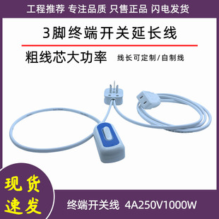 三脚插头转2孔3孔母座带开关定制款家用床头台灯小风扇电源延长线