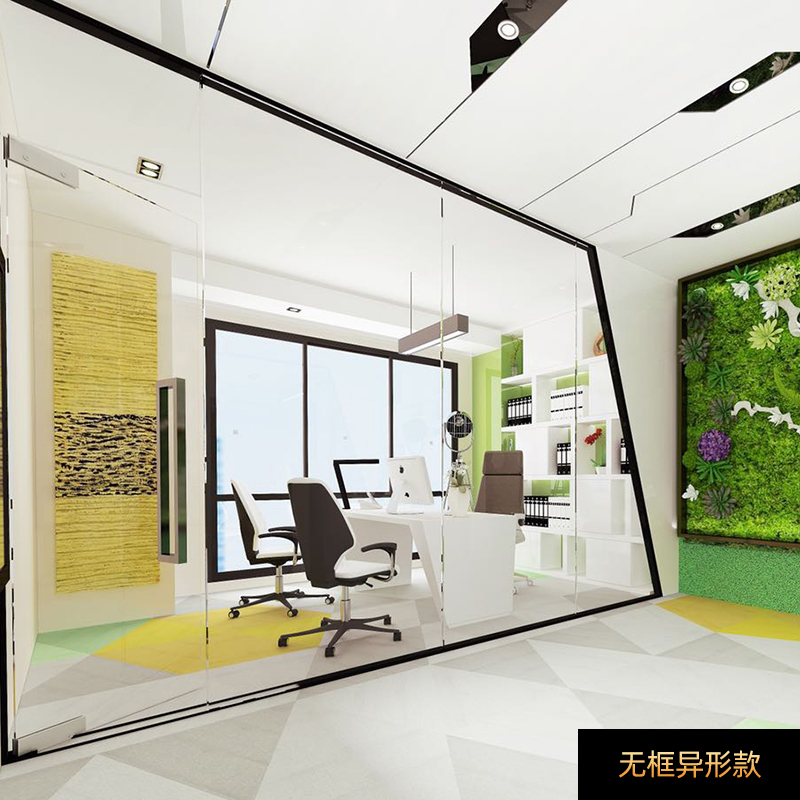 上海办公室玻璃隔断墙板双层钢化铝合金百叶磨砂定制定做高隔断墙