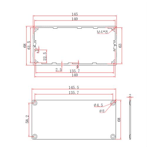 145*6c8 线路板接线盒 铝主机壳 仪表盒 金属壳体铝外壳壳体铝盒