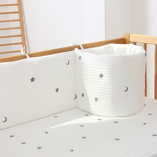 婴儿床床围软包防撞纯棉可拆洗一片式三面加高儿童拼接床围栏挡布