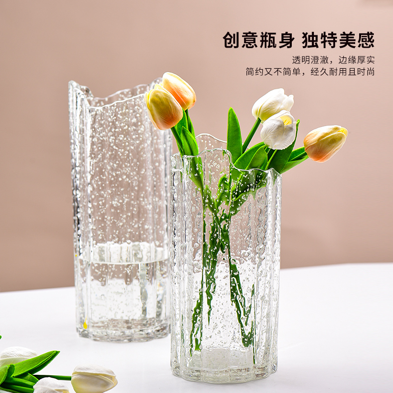 创意简约现代荧光夜光发光手工玻璃花瓶摆件家用客厅餐厅桌面插花