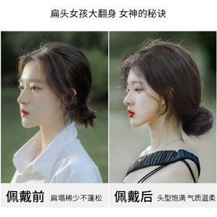 新品秀佳丝低扎丸子头假发女真发发圈汉服古风发包自然蓬松发髻懒