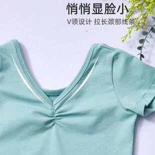 舞蹈服儿童女夏季短袖专业舞蹈练功E服上衣芭蕾舞古典舞罩衫形体