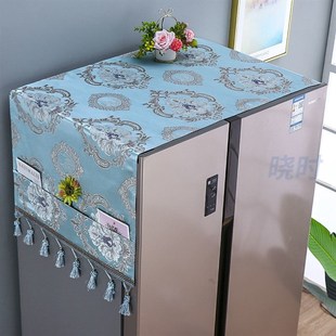 冰箱置物架侧收纳布袋防尘盖布上面的挂袋布艺冰柜长方形新中式