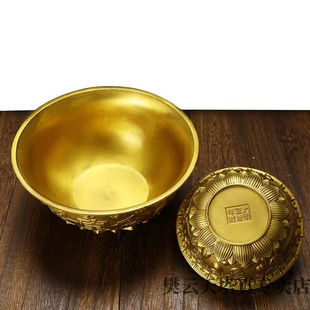 现货速发铜制品摆件纯铜聚宝盆小全黄铜碗缸金色摆件家里办公室工