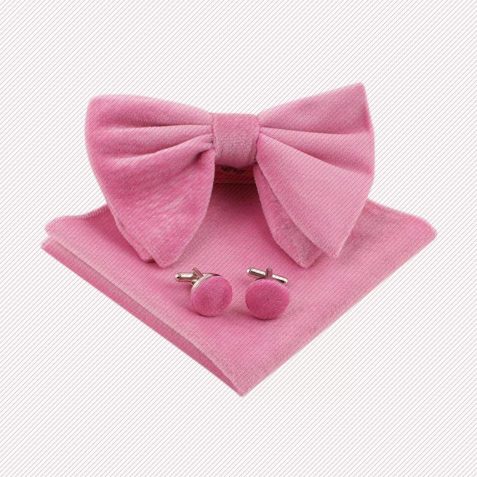 时尚绅士潮男正装休闲复古丝绒纯色色浅粉色领结