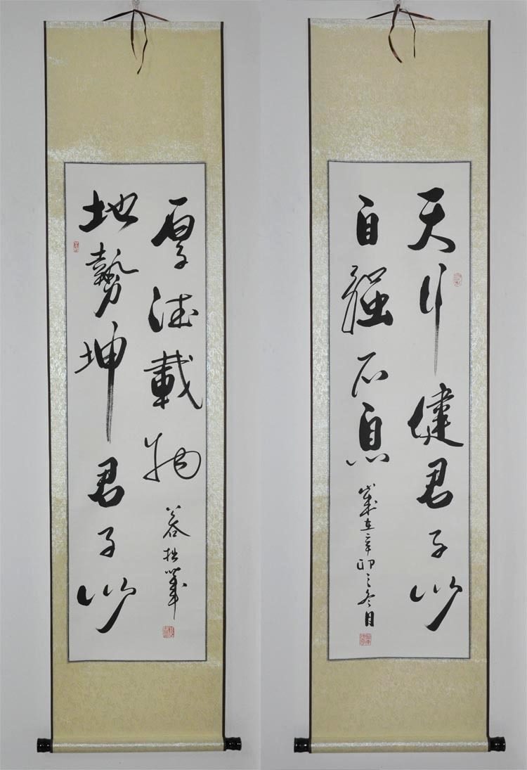 《天行健,君子以自强不息;地势坤》办公室客厅 书法作品 字画