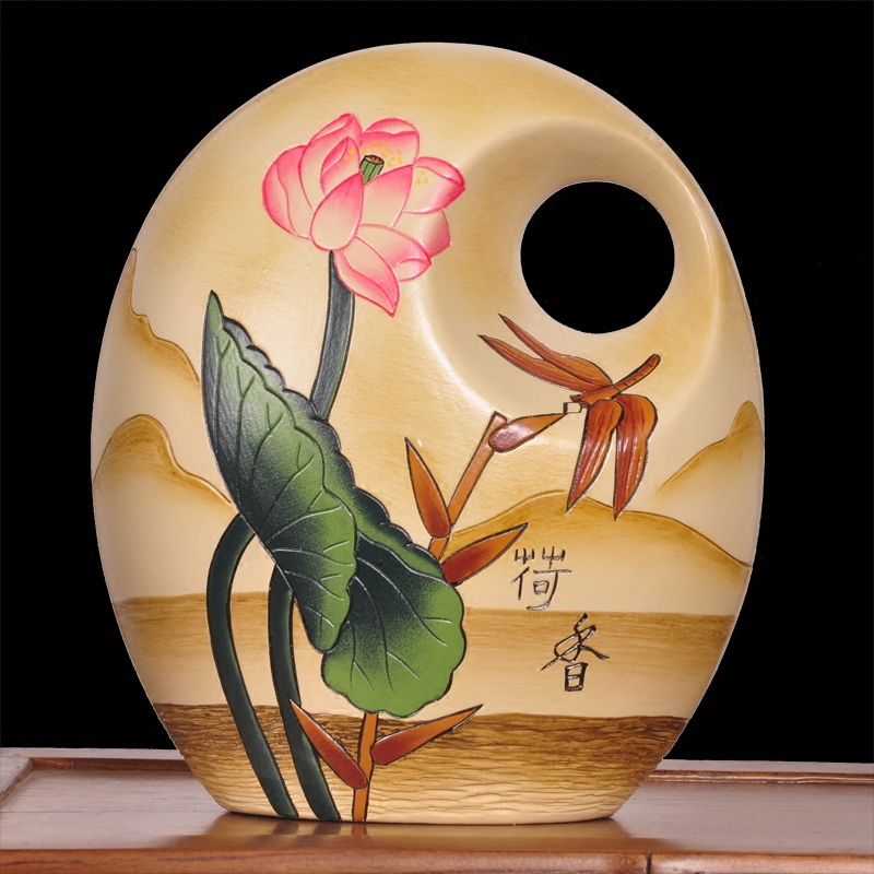 博物架摆件陶器陶土彩绘瓶手工雕刻老物件电视柜客厅玄关乔迁新居