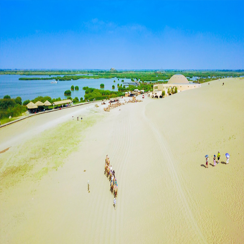 宁夏银川沙湖生态旅游区一日游畅玩金沙碧水乘坐沙湖大船风景 - 宁夏