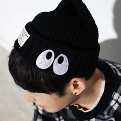 冬季韩版新款眼睛图案休闲毛线帽子男士时尚百搭毛线帽子男潮