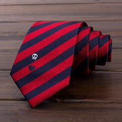 JK制服条纹领带潮 初高中学生校服衬衫领带 学院风骷髅头刺绣领带
