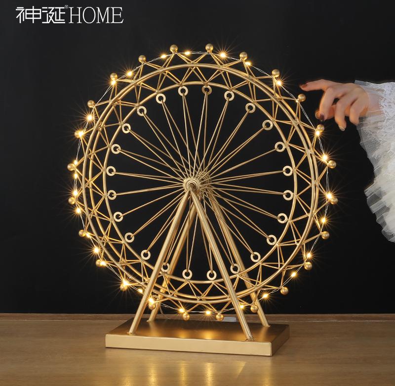 摩天轮摆件家居饰品旋转发光模型北欧式创意客厅房间装饰品小摆设