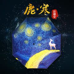 realbrella折叠鹿寒黑胶太阳伞创意防晒防紫外线小黑伞遮阳晴雨伞