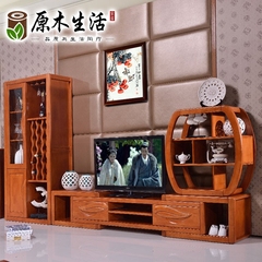 实木电视柜简约现代电视柜组合储物款客厅地柜中式木质茶几电视柜