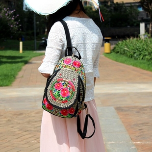 限量刺繡包 雲南民族風繡花雙肩包斜挎胸包女包　民族刺繡包 限量背包