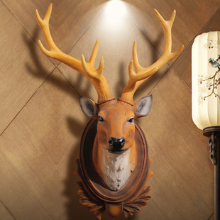 墙面 尚凡欧式鹿头壁挂 美式乡村立体墙饰挂件 酒吧玄关墙面复古装饰