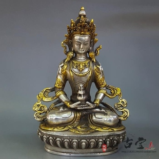 仿古纯铜黄铜镀银鎏金度母摆件佛母家居供奉镇宅辟邪装饰礼品古玩