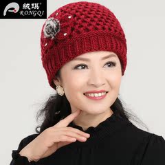 孝敬长辈针织毛线帽子女中老年妈妈帽加绒加厚婆婆帽套头老太太帽